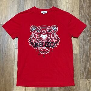 Kenzo Paris Men's Classic Tiger Logo T-Shirt Red Size Small Graphic Streetwear